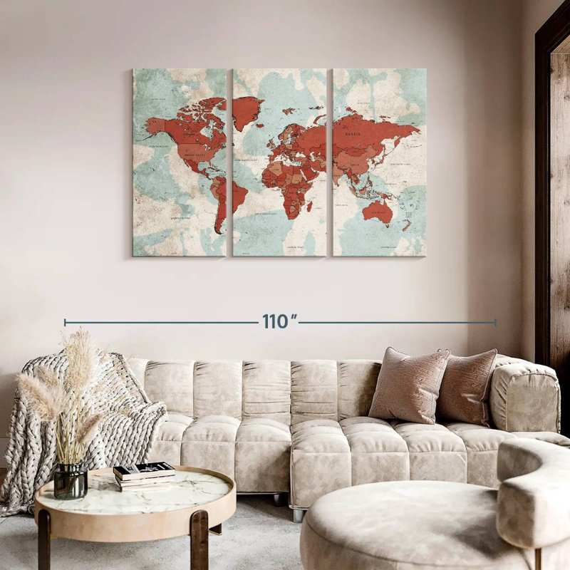 Carte du monde Keimar, H 48 po x l 74 po
