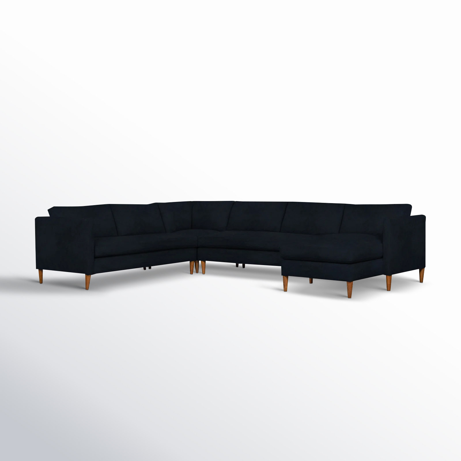 Clifford 4-Piece Upholstered Custom Sectional, Right Hand Facing, Bella Ink Blue Performance Velvet