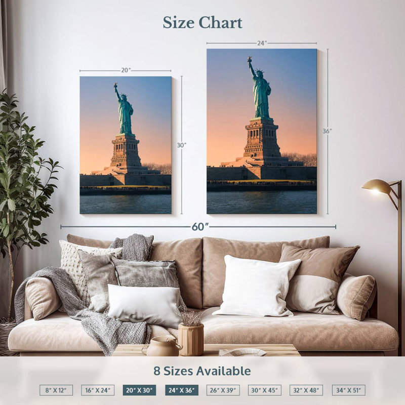 Aime Scenic Statue of Liberty Sunset, H 36 po x l 24 po