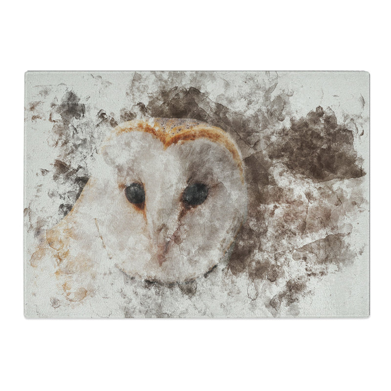 Barn Owl Vol.1 Watercolour Chopping Board, 0.4cm H x 28.5cm W x 39cm L