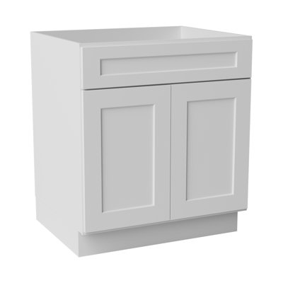 Armoire de cuisine à base d'évier en bois massif de bouleau blanc avec portes à fermeture en douceur de style Shaker de l 30 po x H 34,5 po x P 24 po Sinber