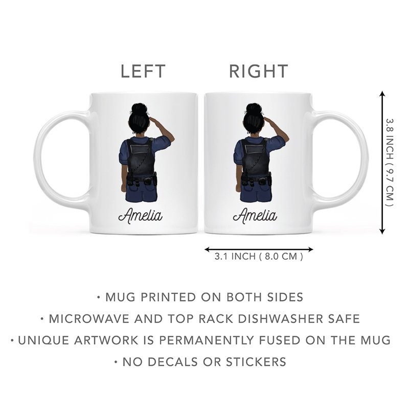 Tasse à café personnalisée, Oui, Brun / noir, femme, agent de police 13