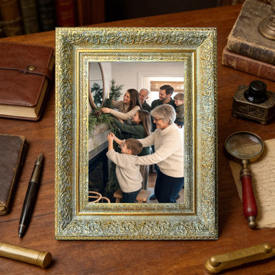 Antique Gold 3 PCS Gallery Inspired Picture Frame for 5" x 7" Photos and Wedding Gifts