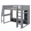 Lit mezzanine double pleine grandeur avec bureau, tablettes multiples, DEL et support à vêtements