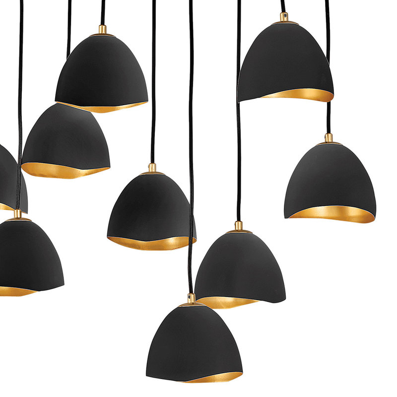 Lustre géométrique unique à 14 lumières Cotter, Coquille noire