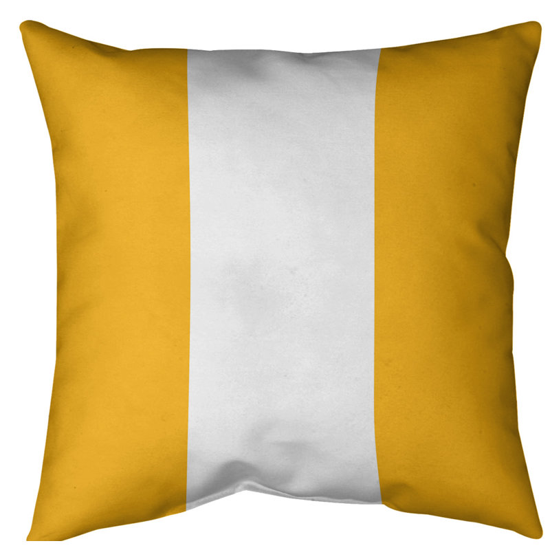 Housse de coussin, 16 po x 1 po, Doré / Blanc, Polyester sergé