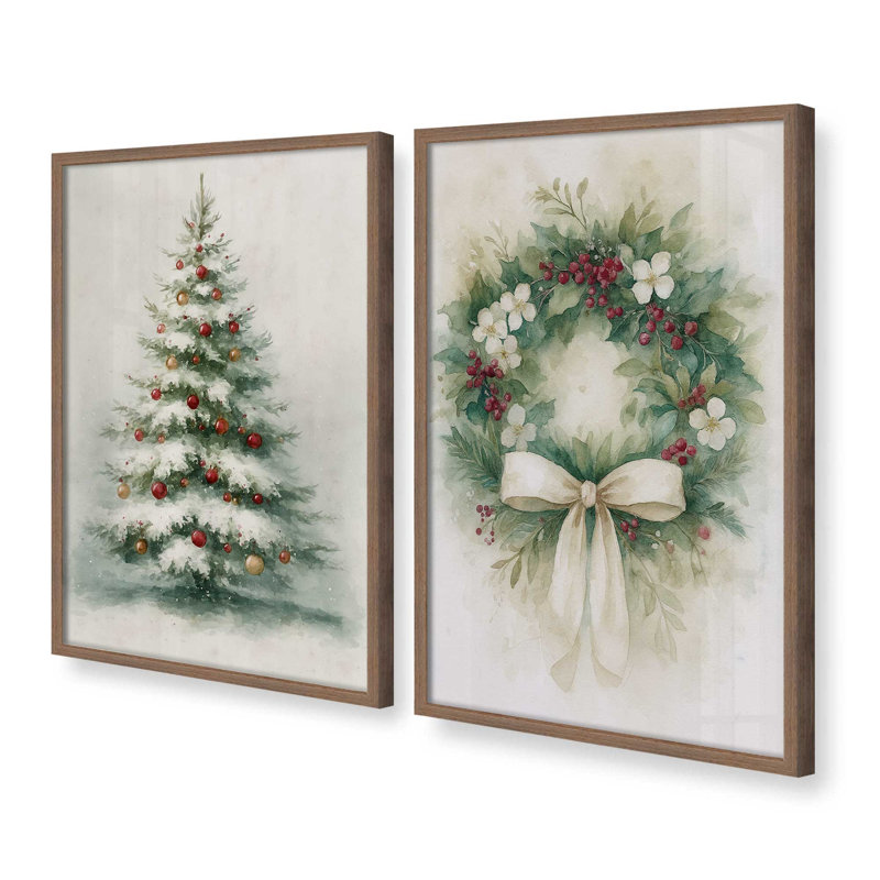 Ensemble de 2 impressions Evergreen Elegance, H 37,5 po x l 51 po, Noyer