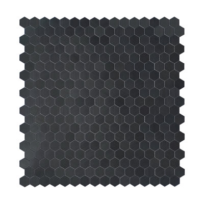 Hexagon Peel and Stick Backsplash, Self-Adhesive Aluminum Metal Wall Tiles for Kitchen Bathroom Fireplace (6 Sheets, Gunmetal Gray)