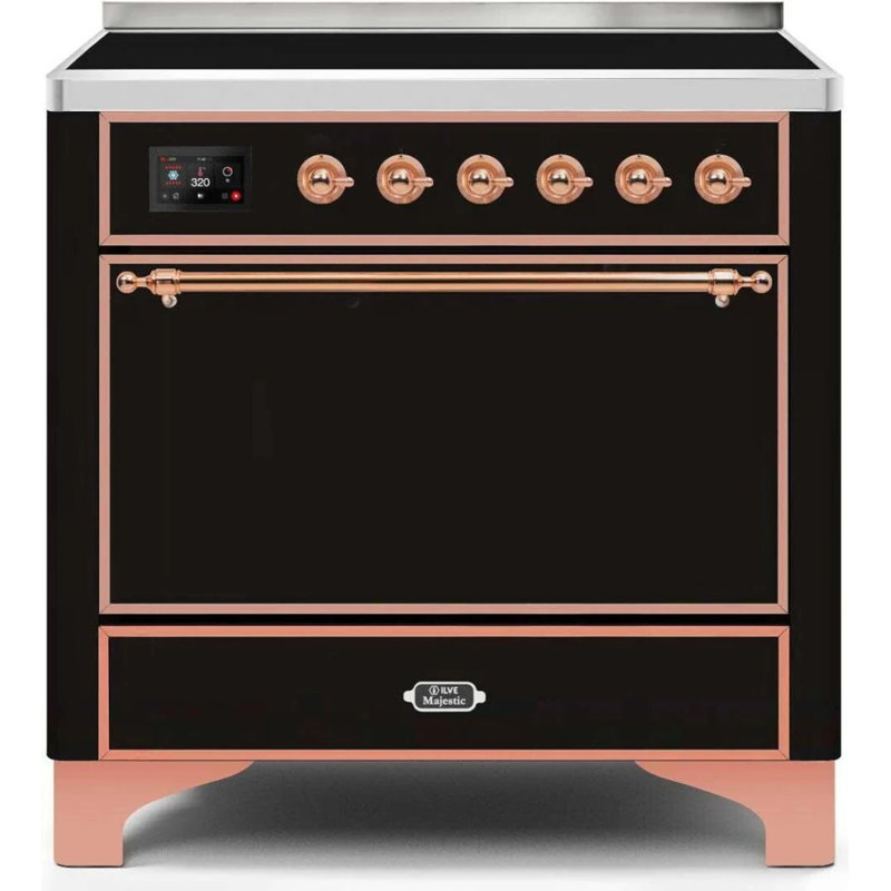 Majestic Ii 36 Inch Freestanding Induction Range, Glossy Black/Copper