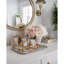 Plateau décoratif argenté à miroir gravé, plateau de service à motif floral pour la nourriture, les hors-d'œuvre, la charcuterie et les desserts