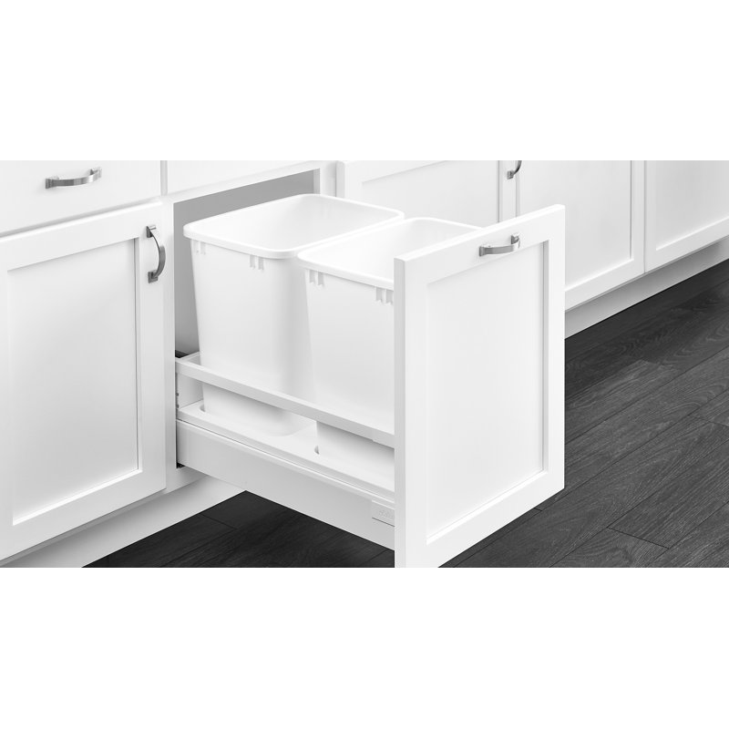 Double blanc 35 pintes Contenant à déchets Tandem, 8.75, H 19 po x l 18,5 po x P 22,4 po