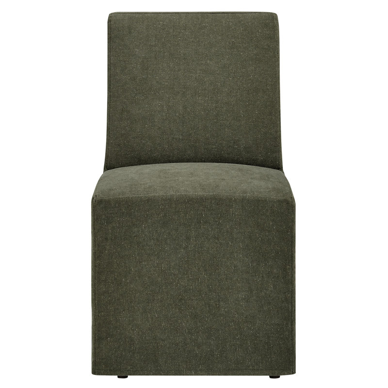 Chaise de salle à manger rembourrée en lin Tessera, Sauge