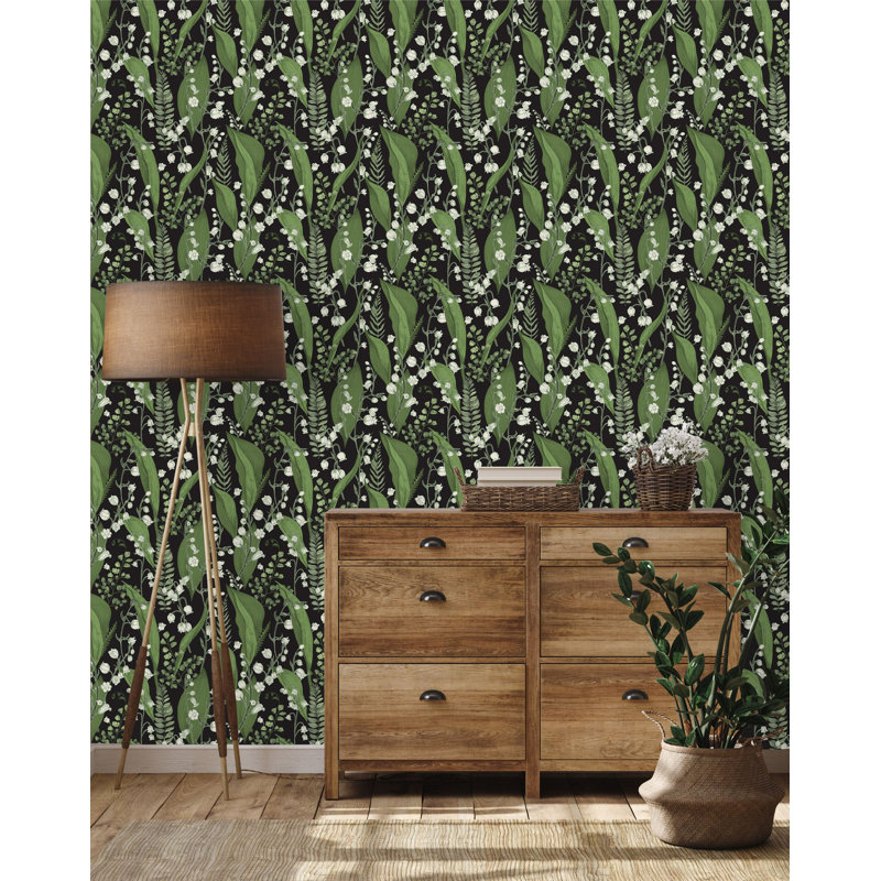 Lilies Of The Valley Wallpaper B1002, 125" L x 25" W, Paper