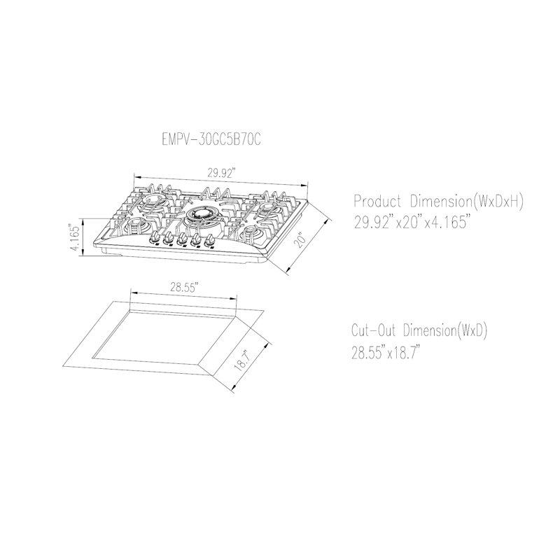 Empava 2 Piece Kitchen Appliance Package with 29.92'' Gas Cooktop , Wall Oven
