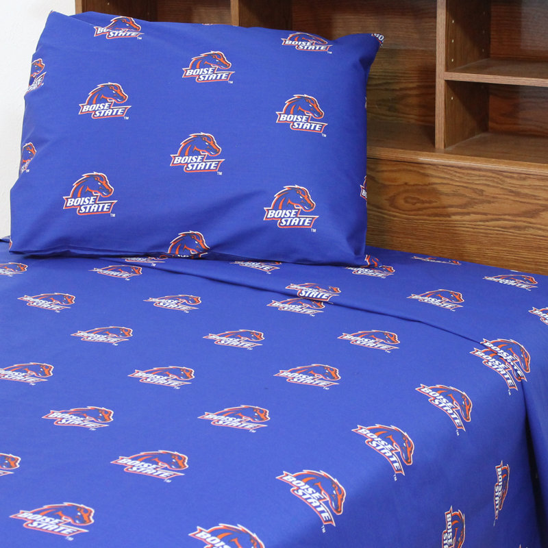 Ensemble de draps NCAA, Boise State, Ensemble de draps pour lit simple TG + drap-housse