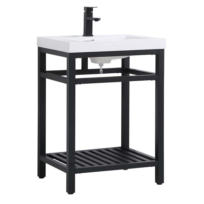 Giacomo 24'' Single Bathroom Vanity with Resin Top, Black