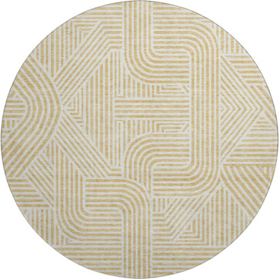 Premium Machine Washable Prisco Gold Rug