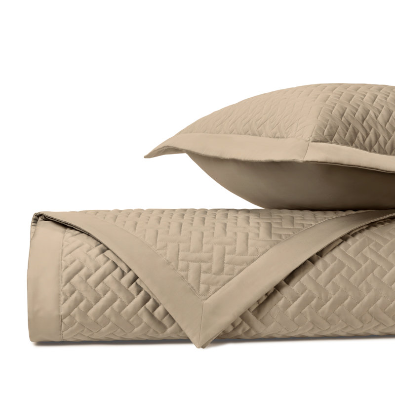 Basketweave Quilted Sateen Coverlet Set, Candlelight, Twin Quilt + 1 Euro Sham
