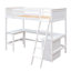Lit mezzanine simple avec bureau et tablettes, structure de lit mezzanine peu encombrante en bois avec garde-corps, blanc