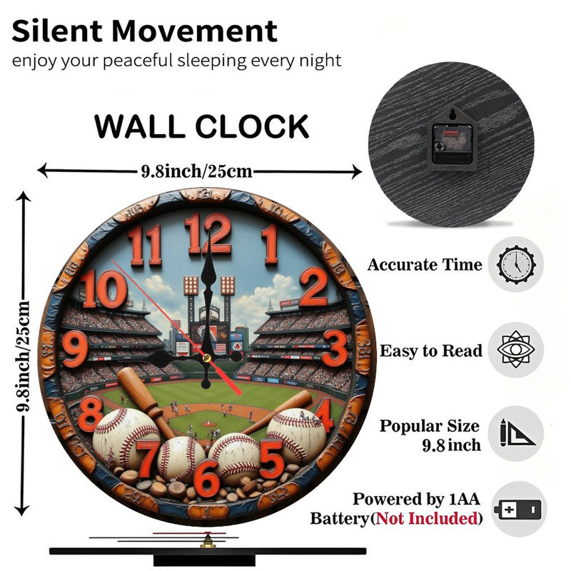 Baseball Stadium Wall Clock， Unique Design