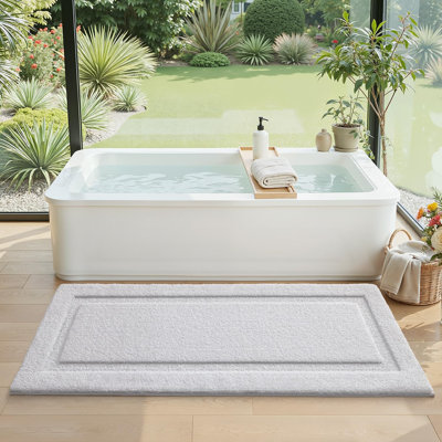 Soft Bathroom Runner Rugs, Non Slip Bath Mat 24x60, White