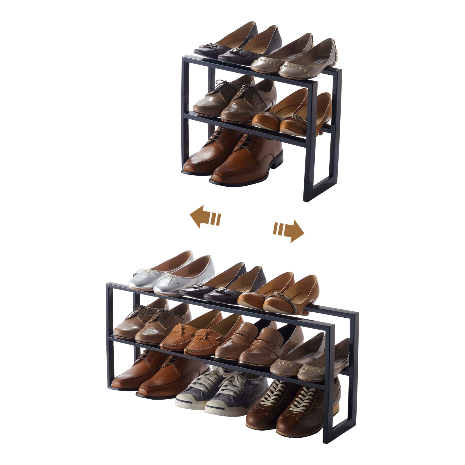 Yamazaki Home 2-Tier Adjustable Shoe Rack, Black
