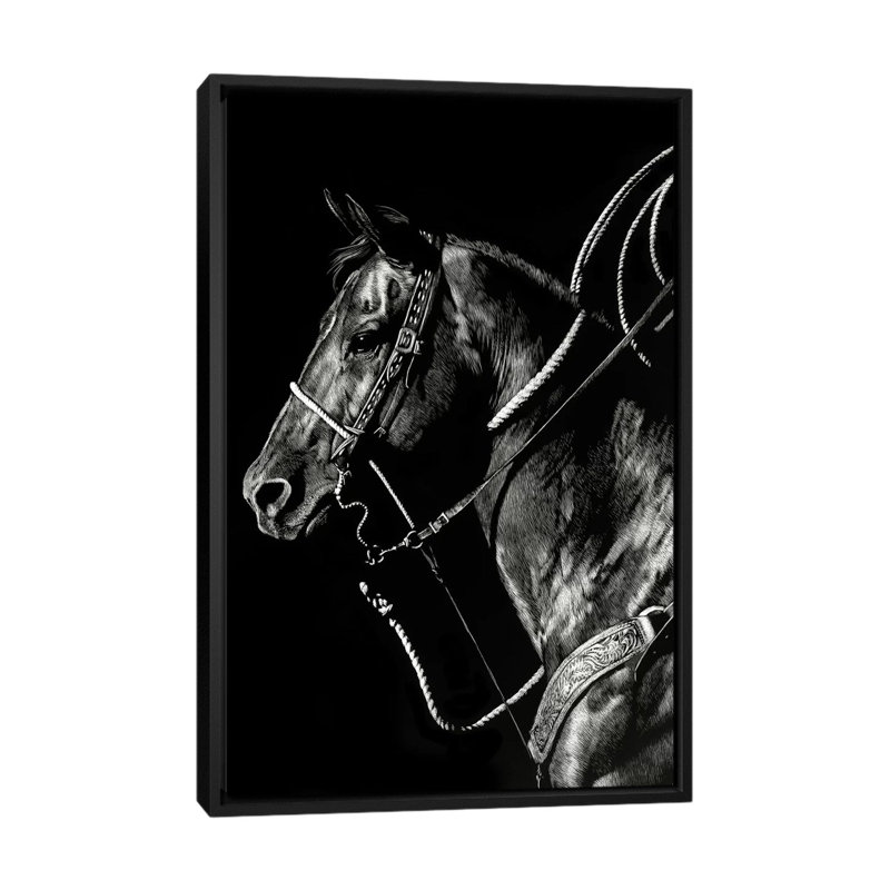«Scratchboard Rodeo V», impression sur toile, H 26 po x l 18 po x P 1,5 po, Toile encadrée noire, Pas de tapis