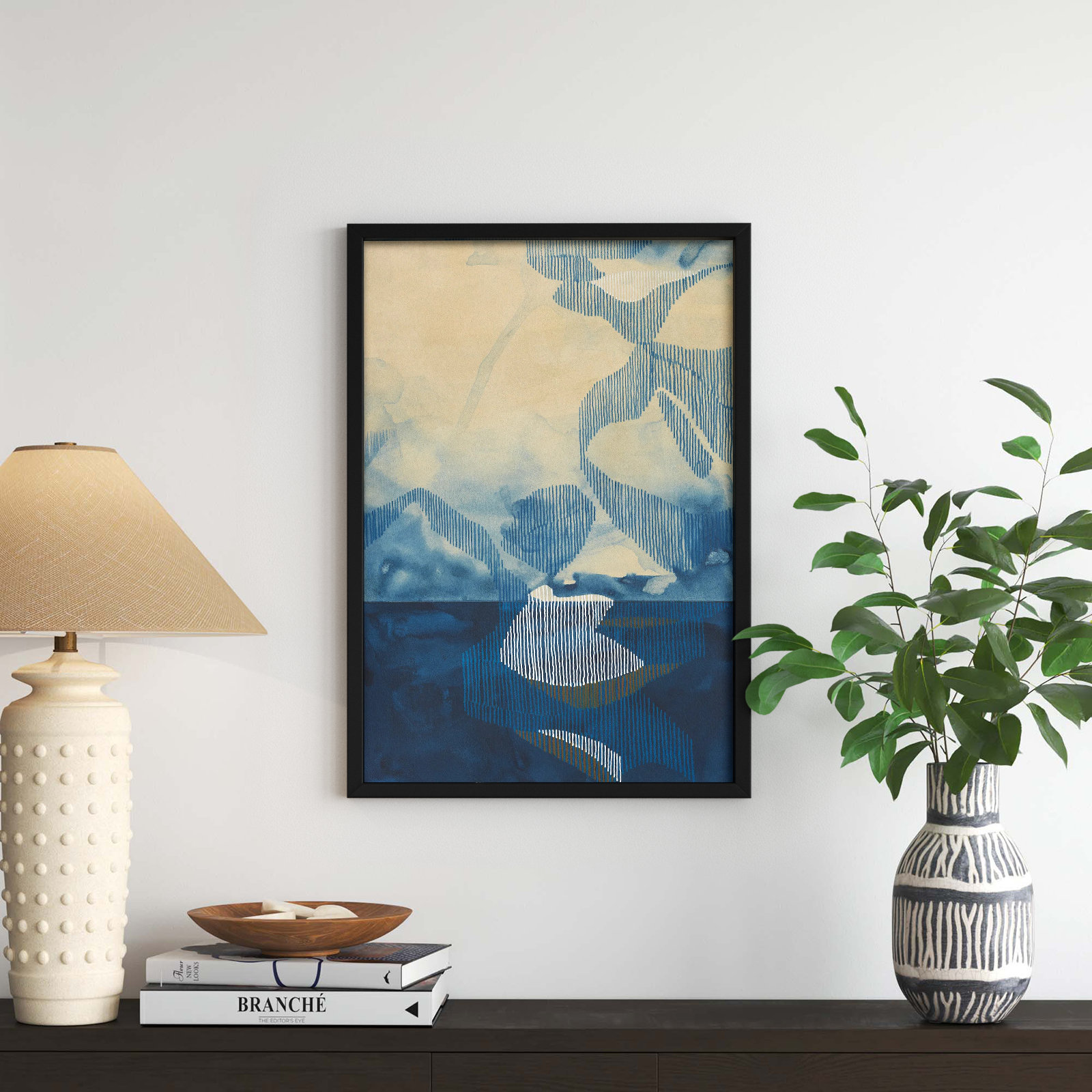 Far North 1 Painting by Jacques Pilon, 30" H x 21" W x 1.25" D, Black