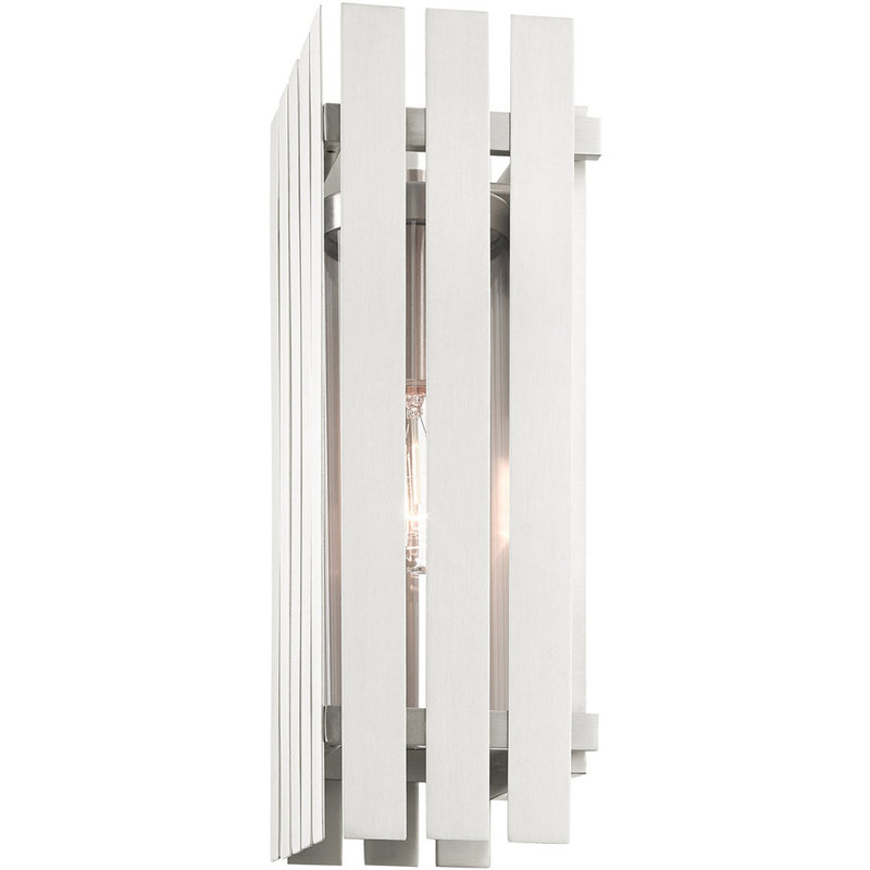Solid Brass Wall Light, Brushed Nickel, 10" H x 6" W x 6" D