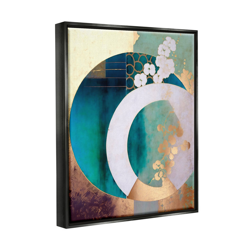 Asian Moon Abstraction, impression sur bois encadrée, H 31 po x l 25 po x P 1,7 po, Cadre flottant noir de jais