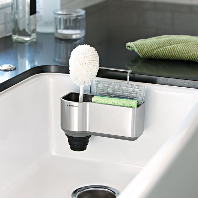 Brushed Stainless Steel Suction Mount Sink Caddy