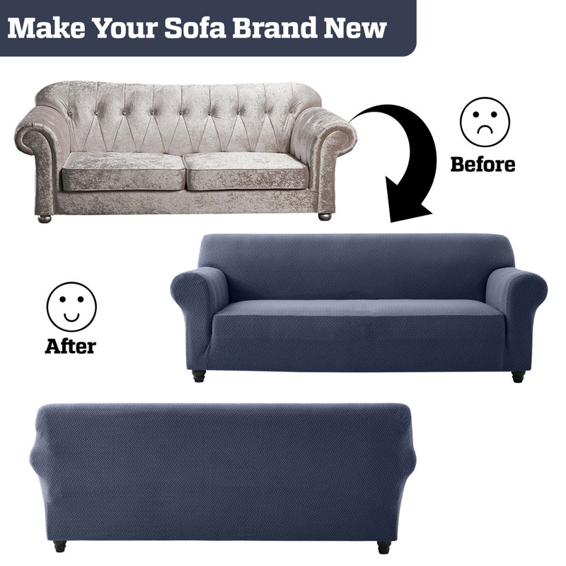 Luxury Stretchable Spandex Sofa Cover/Protector, 1 Seater, Blue