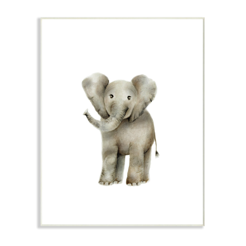 «Happy Baby Elephant Illustration», art mural, H 15 po x l 10 po, Plaque murale