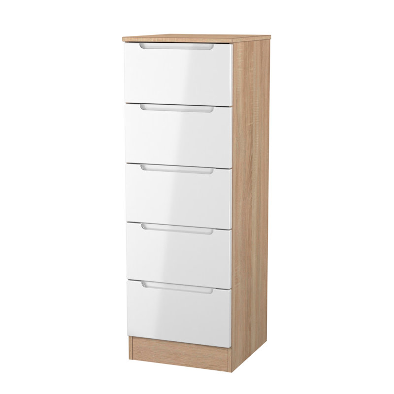 Bisma 37cm W Manufactured Wood Bedside Table, White/Oak