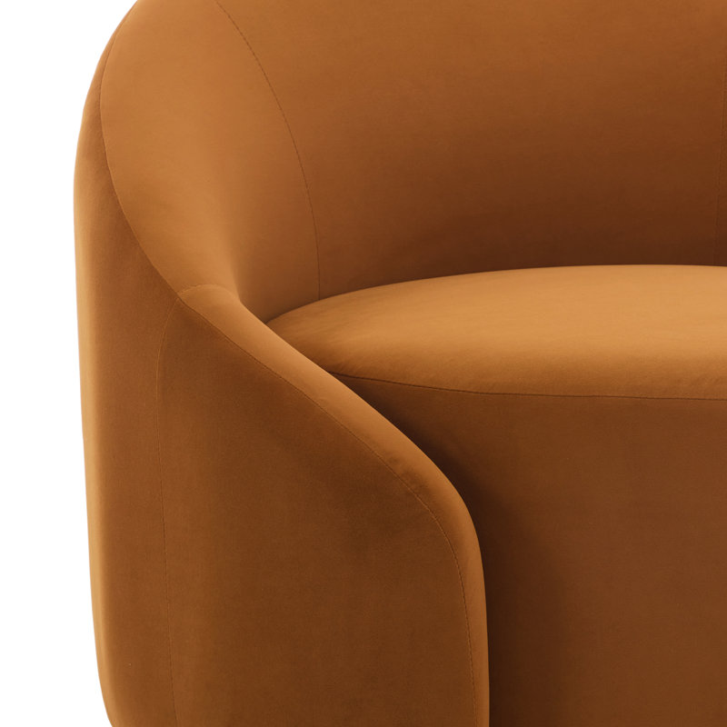 Aunna Upholstered Swivel Barrel Chair, Orange Velvet