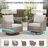 Harperayne 5-Piece Outdoor Wicker Patio Fire Pit Conversation Set With Square Fire Pit, 3-Seat Sofa ＆ Swivel Gliders-1796907854
