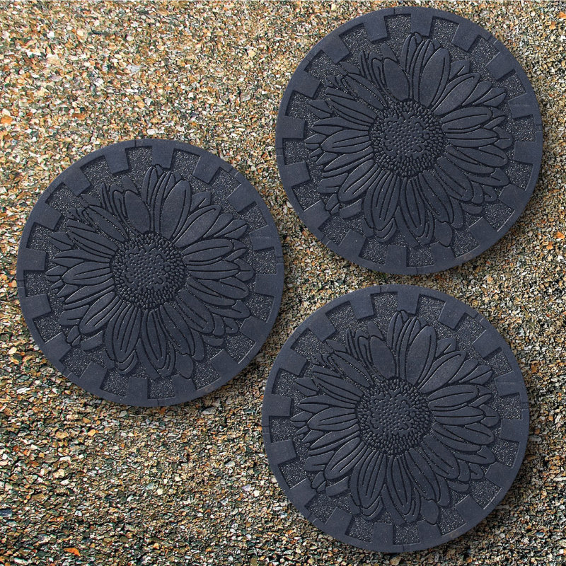 Weather Resistant Rubber Sunflower Stepping Stone, 3