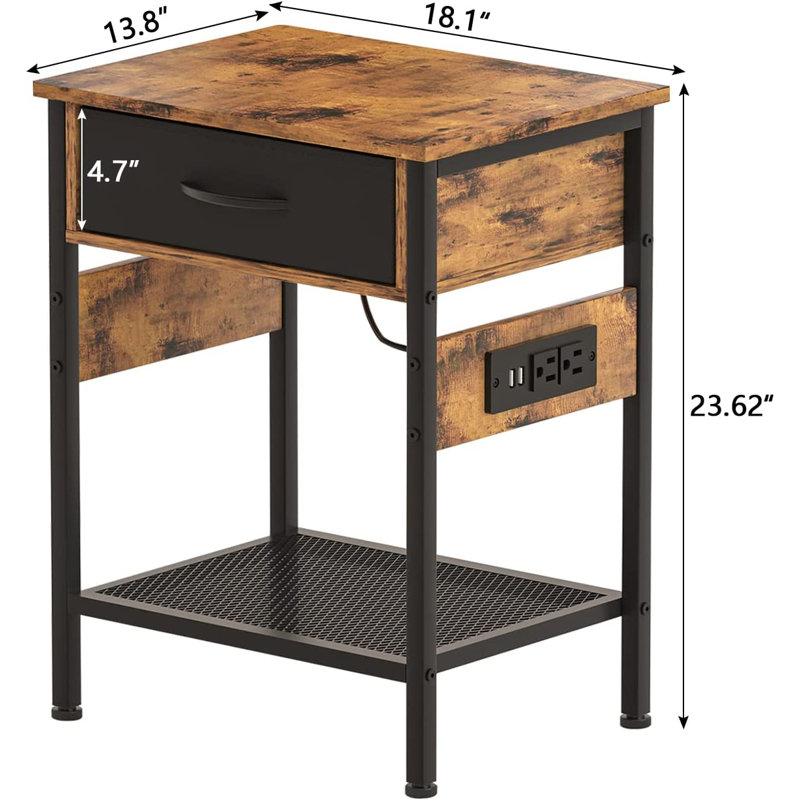 Table de chevet 1 tiroir Chicasaw, Noir / brun