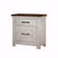 Table de chevet 2 tiroirs Tol blanc vieilli / noyer
