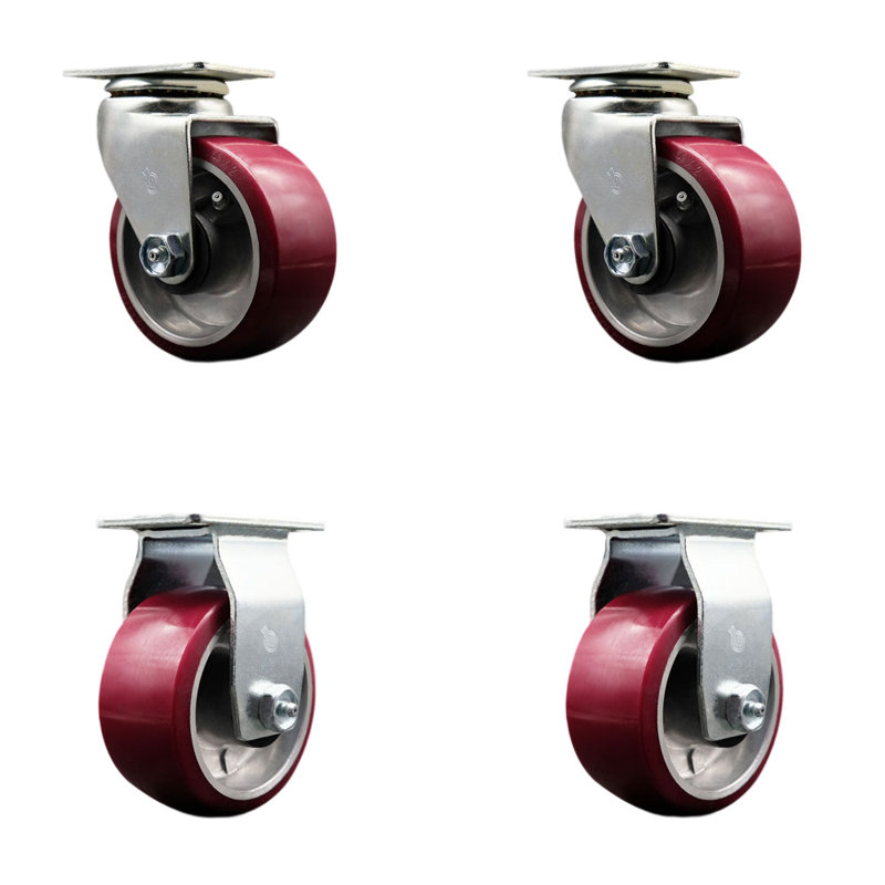4 Piece Poly on Aluminum Caster Set