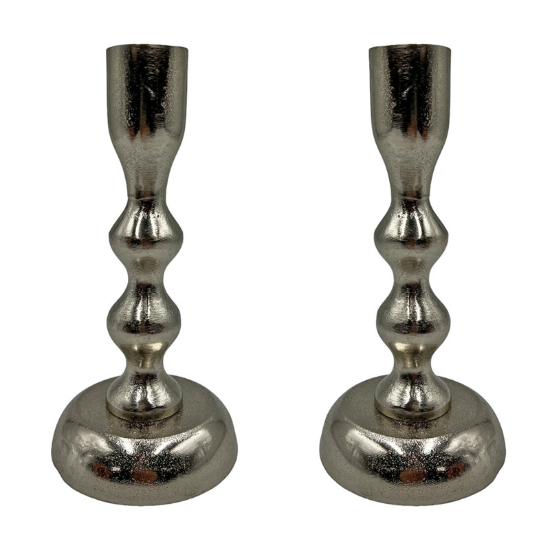 7'' H Aluminum Tabletop Taper Candlestick, Silver