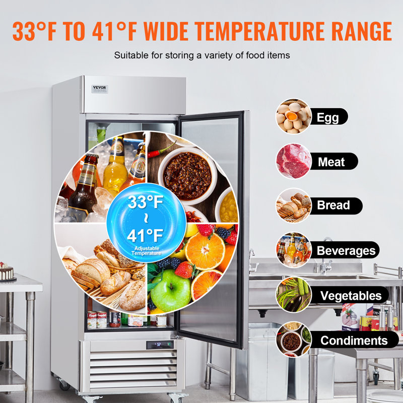 Stainless Steel 19.32 Cu.ft. Single Door Commercial Refrigerator