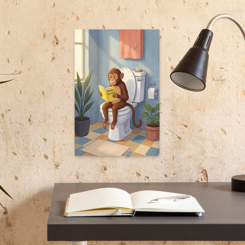 Art mural contemporain singe fantaisiste, H 18 po x l 12 po