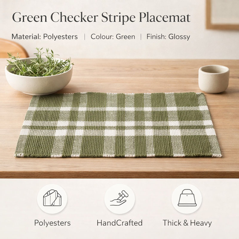 Polyester Striped Placemat, Green