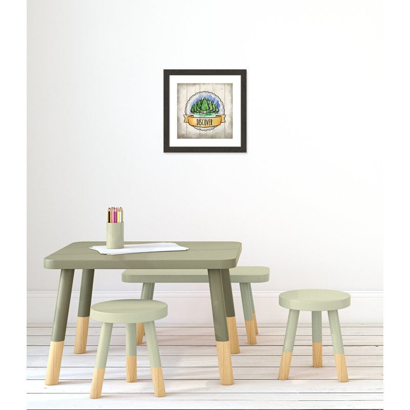 «Adventure is out There», art encadré 3, H 16 po x l 16 po x P 0,6 po, Cadre plat à grain de bois noir