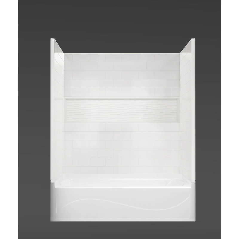 White Acrylic 60" x 32" 4-Piece Alcove Tub Surround