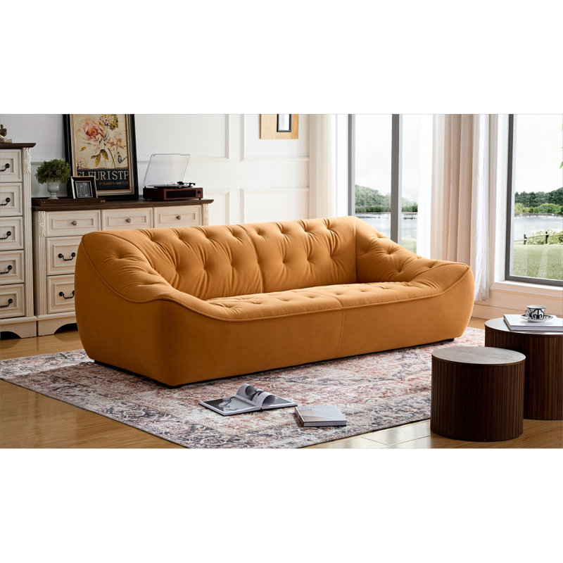 Canapé Modern, tissu durable, structure en bois massif, Orange