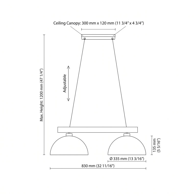 Luminaire suspendu linéaire en bois et métal Oslo, Beige, 2
