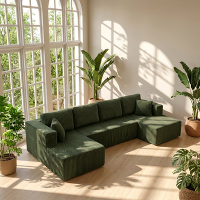 Spring Bag 132.48" W x 61.02" D x 25.59" H U-Shape Terrycloth Modular Sectional Sofa