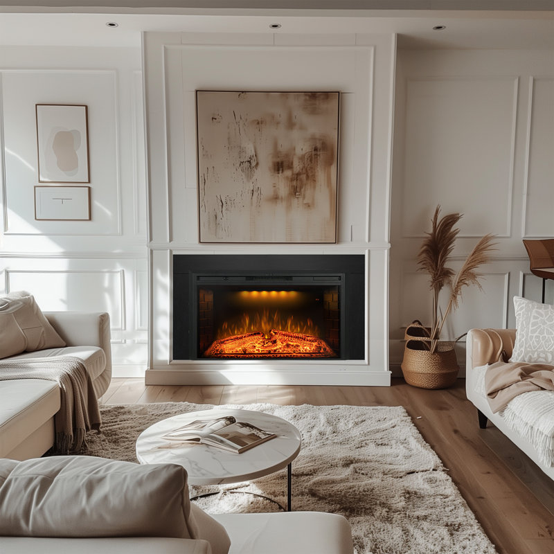 Trim With Electric Fireplace, 26” H x 45” W x 8.84” D